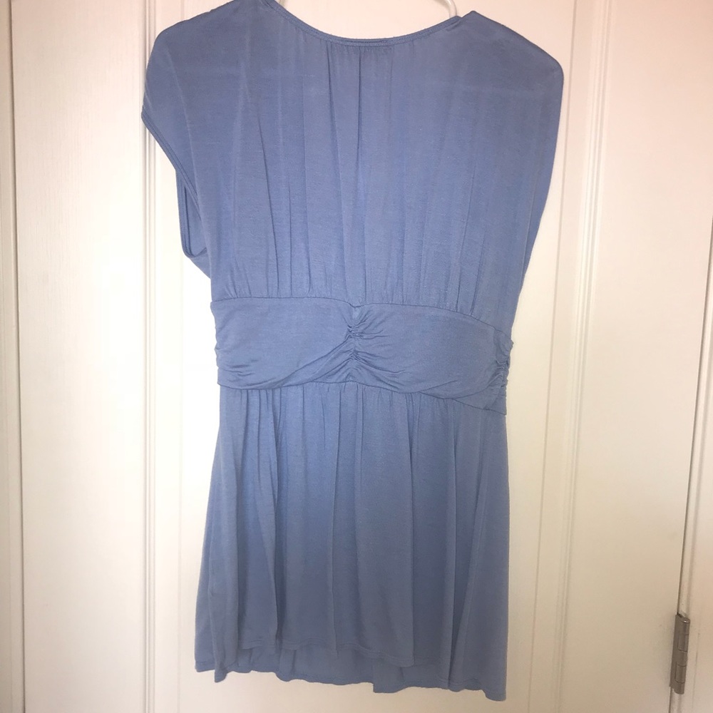 Limited Light Blue Short Sleeve Blouse - Picture 2 of 4